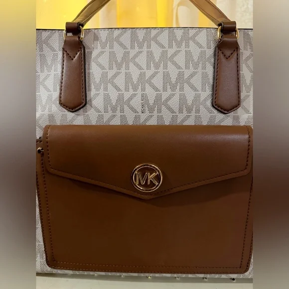 Michael Kors Tan and Cream Logo Tote